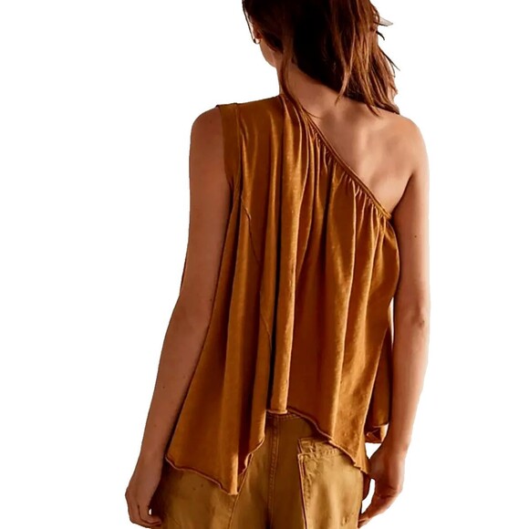 Free People We The Free Spring Break One Shoulder Top Size L Boho Flowy Oversize - Picture 2 of 14